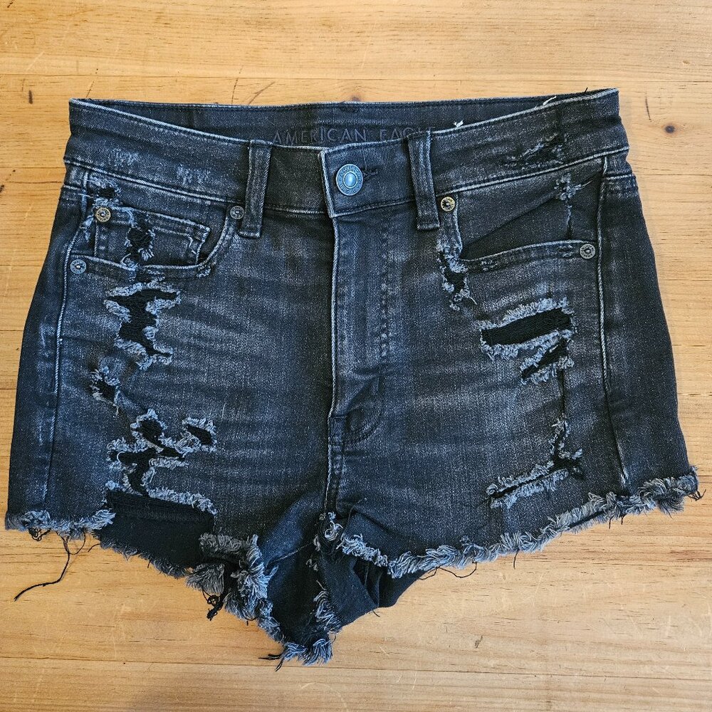 American Eagle Next Level Stretch Shorts, Black, Size 6